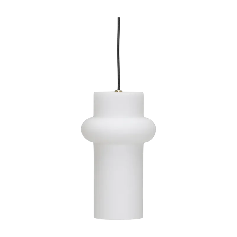 Suspension en verre opale givré blanc mat 15x25cm up Pilule - Hübsch