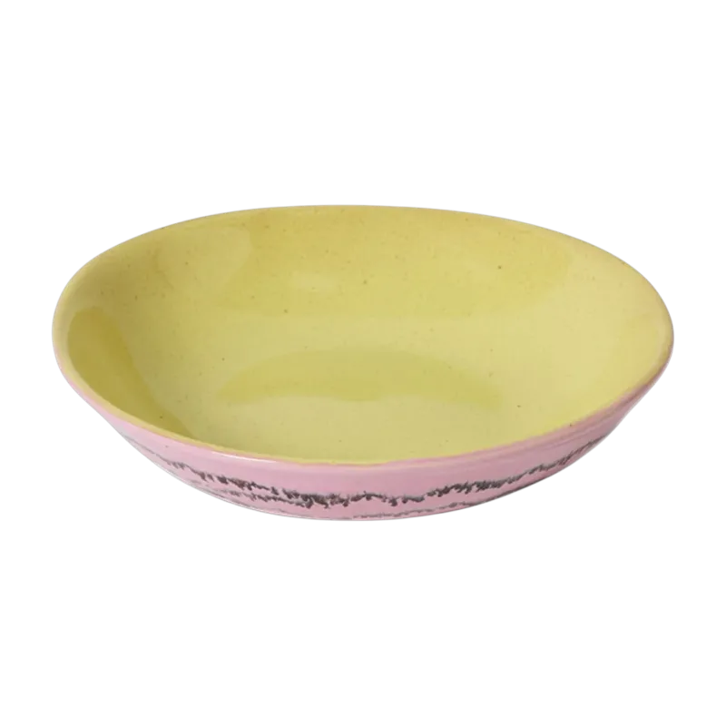 2 Assiettes creuses en grès rose 21,7 x 21 x 4,7 cm Vaisselle 70's - HKLiving