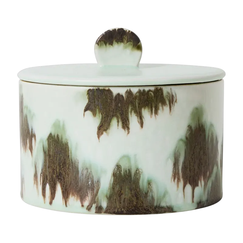 Boîte à biscuits en grès vert 17 x 17 x 14 cm Vaisselle 70's - HKliving