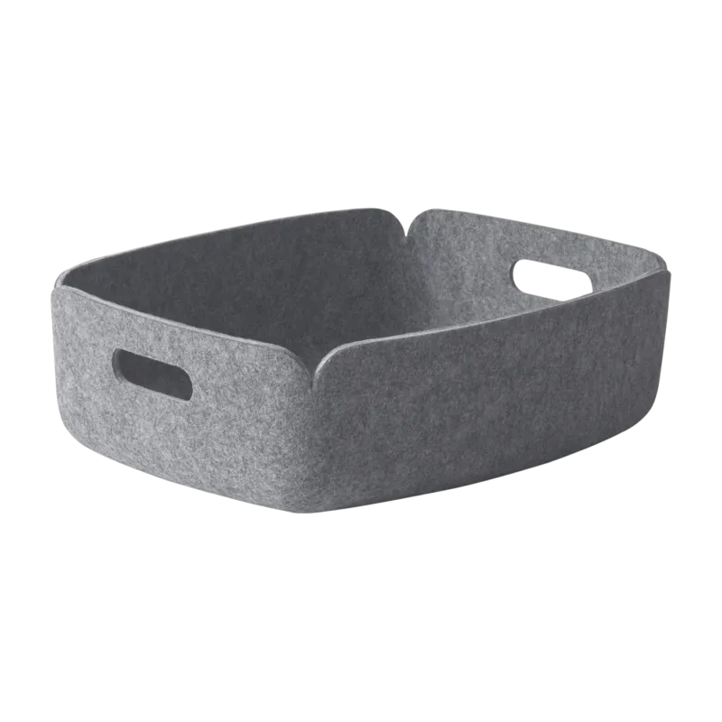 Petit panier de rangement recyclé rectangulaire gris Restore - Muuto
