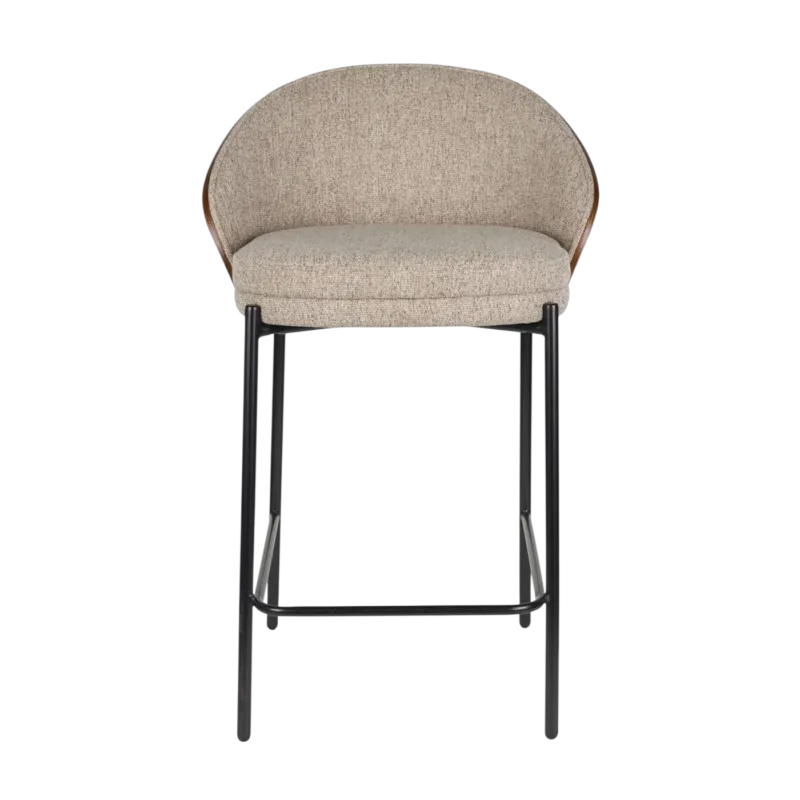 Chaise de bar en placage en frêne marron 50x53x87cm Rodin - Dutchbone