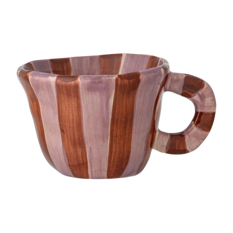 Tasse à espresso en grès à rayures rose et rouge marron Nini - Bloomingville