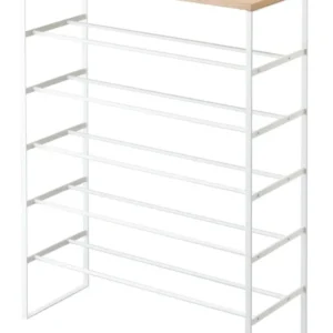 Rangement pour chaussures en bois et métal blanc Tower - Yamazaki - The Cool Republic