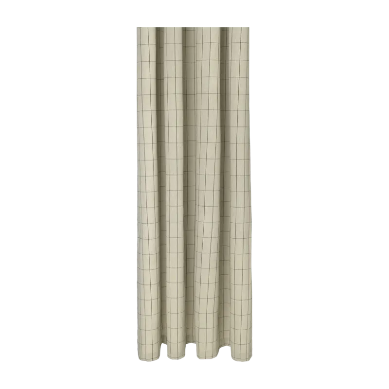 Rideau de douche à carreaux en coton beige 160 x 205 cm Chambray - Ferm Living - The Cool Republic