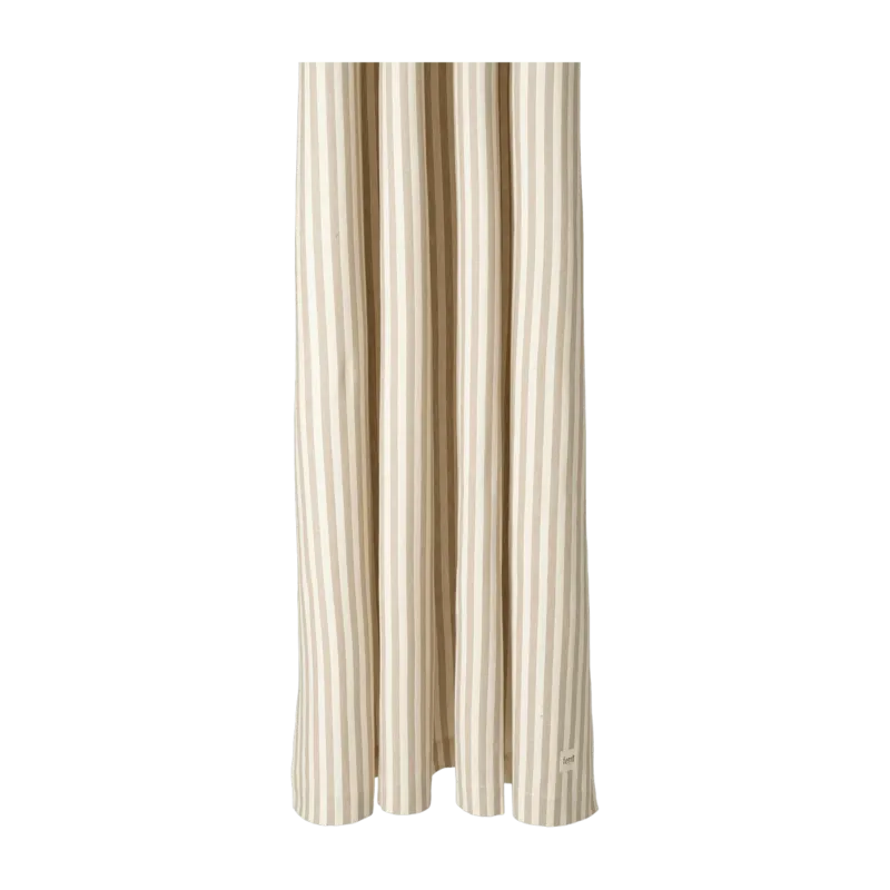 Rideau de douche en coton rayé blanc cassé sable 160 x 205 cm Chambray - Ferm Living - The Cool Republic
