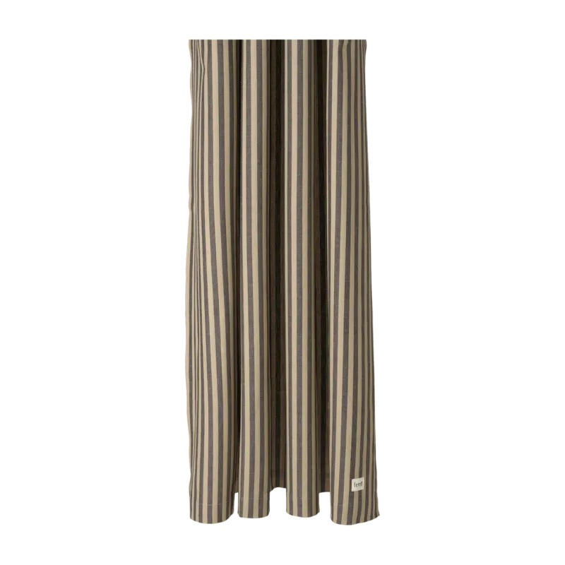 Rideau de douche en coton rayé noir sable 160 x 205 cm Chambray - Ferm Living - The Cool Republic
