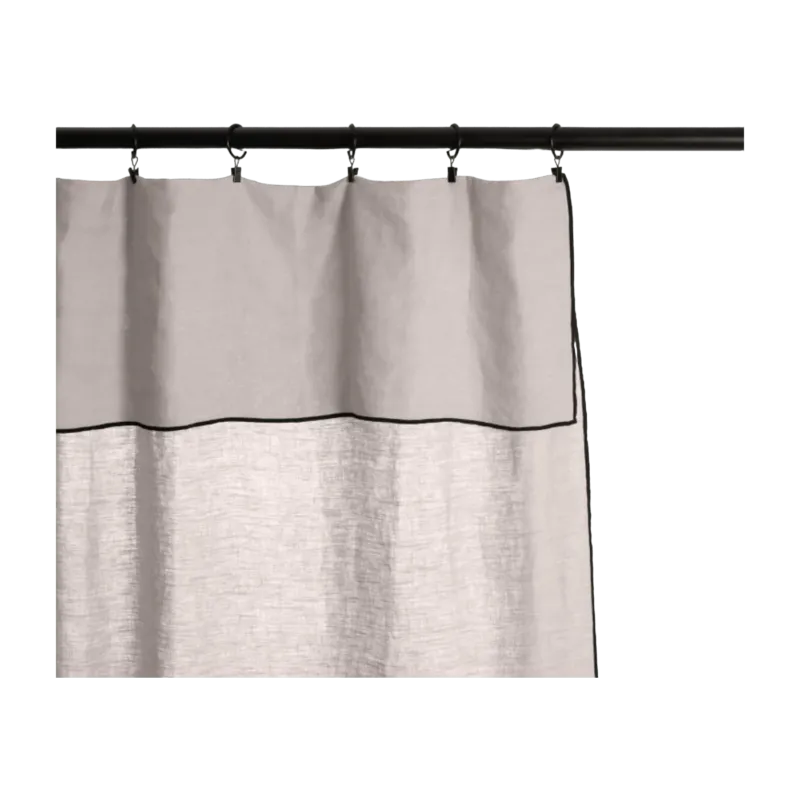 Rideau en lin beige calcaire et bourdon noir 150x280 Carlina - Madura - The Cool Republic