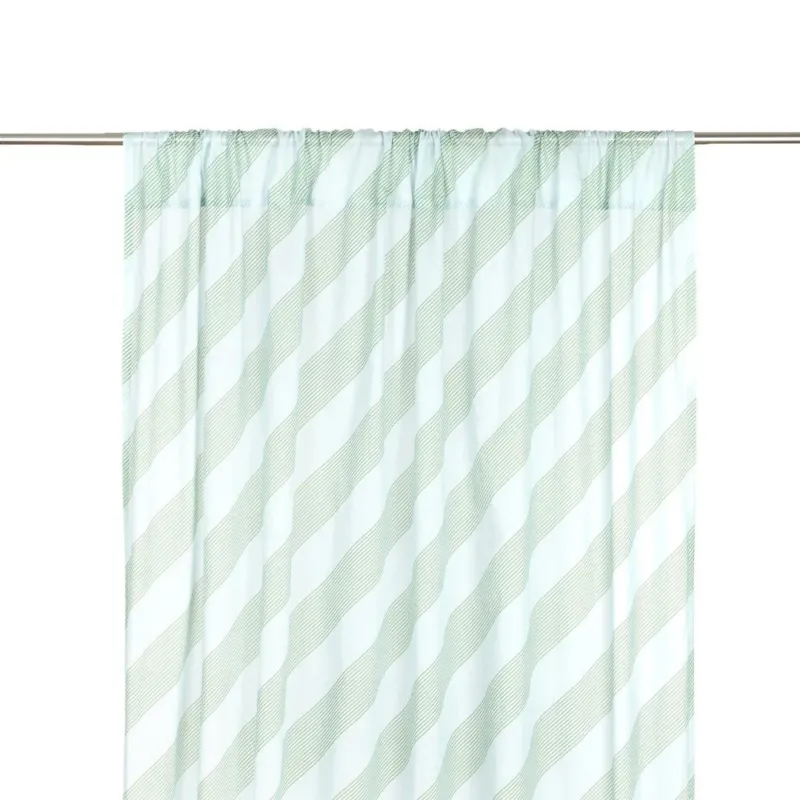 Rideau en voile de coton à rayures bleu et vert 140 x 280 x 1 cm Wendy - Nobodinoz - The Cool Republic