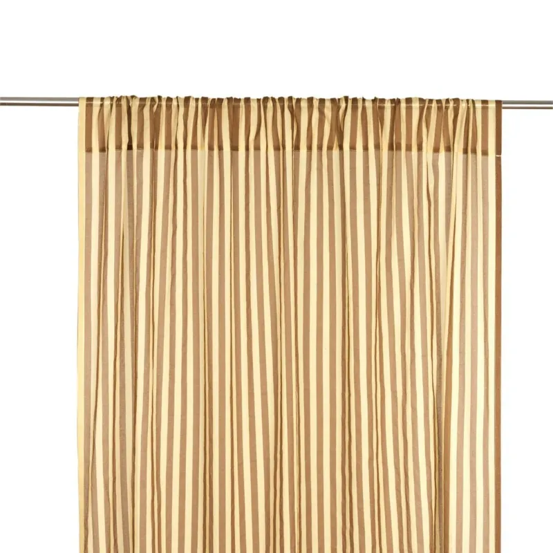 Rideau en voile de coton à rayures marron et jaune 140 x 280 x 1 cm Wendy - Nobodinoz - The Cool Republic