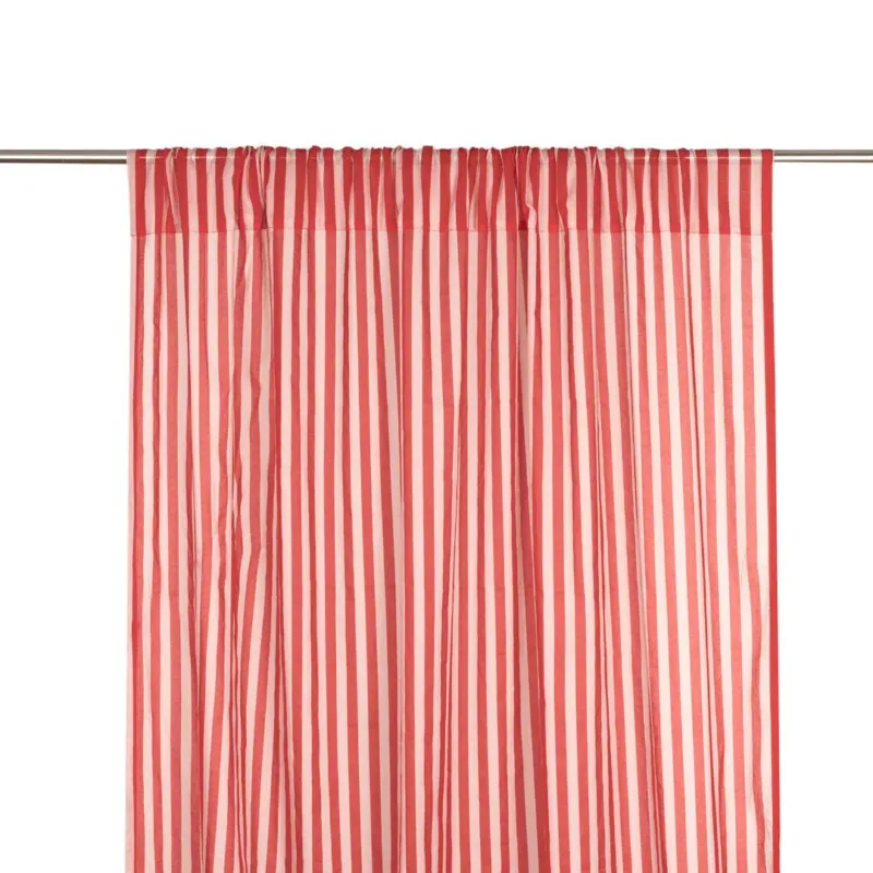 Rideau en voile de coton à rayures rouge 140 x 280 x 1 cm Wendy - Nobodinoz - The Cool Republic