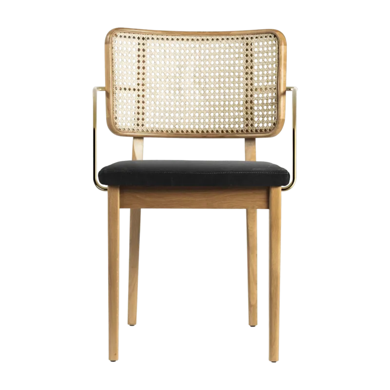 Set de 2 chaises en velours gris avec accoudoirs en chêne naturel Cannage - RED Edition - The Cool Republic