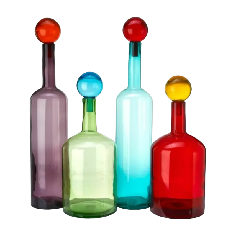 Set de 4 grandes bouteilles multicolore en verre Bubbles & Bottles - Pols Potten - The Cool Republic
