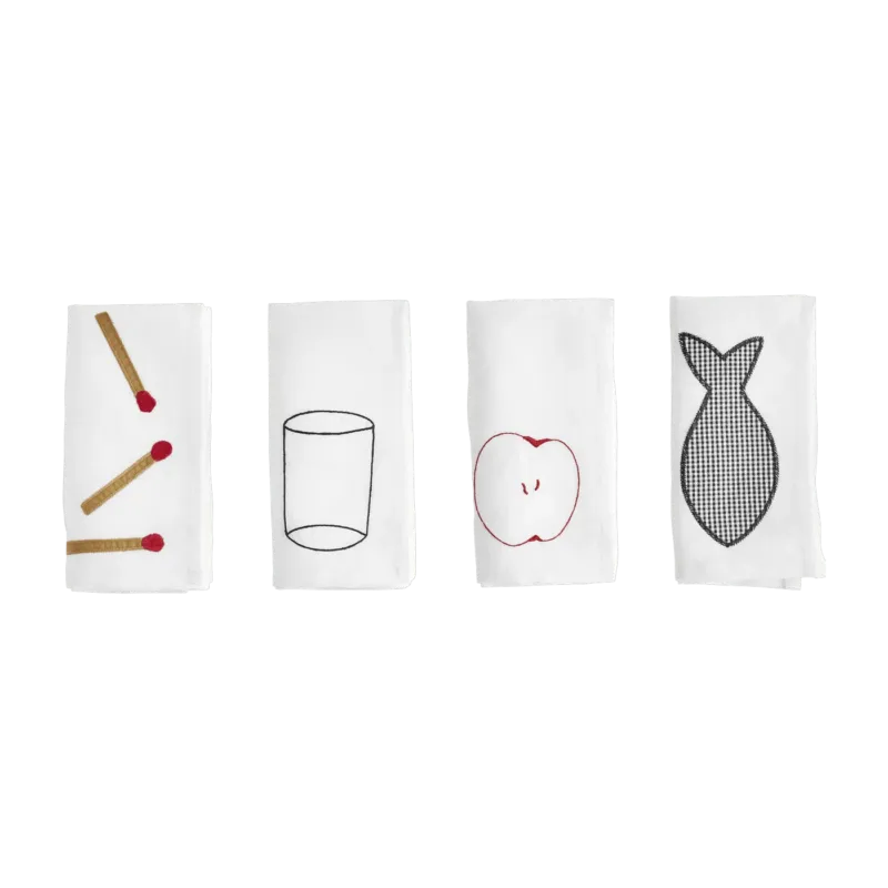 Set de 4 serviettes en lin blanche Sobremesa - Hay - The Cool Republic