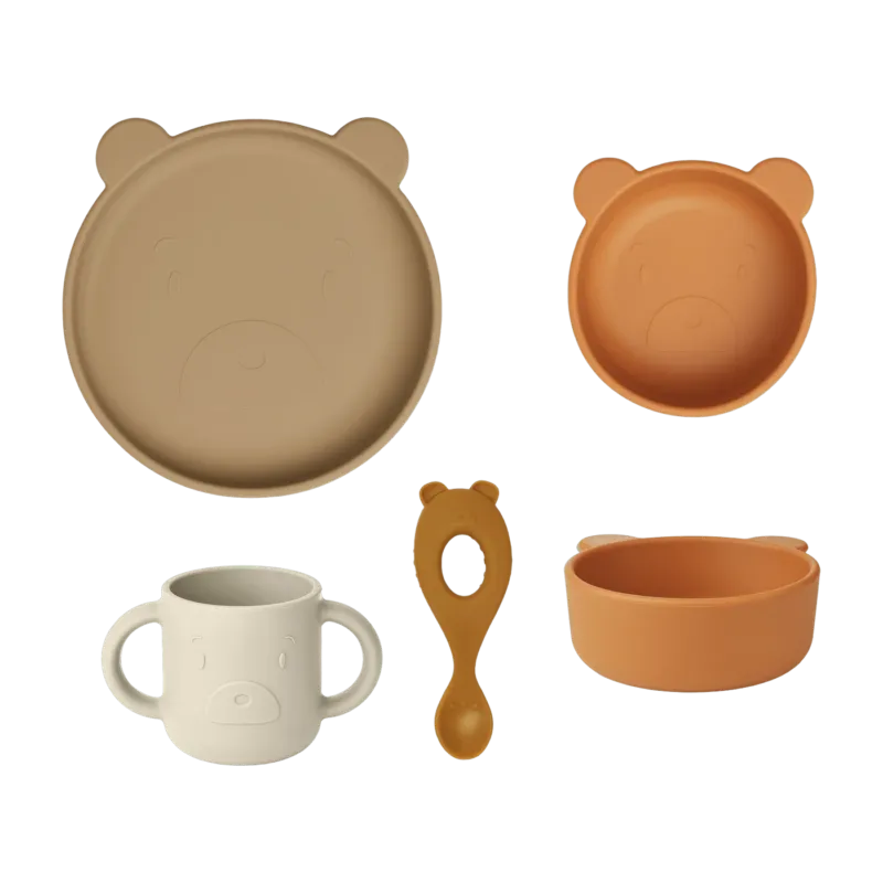 Set repas en silicone multi mix avoine Mr bear Vivi - Liewood - The Cool Republic