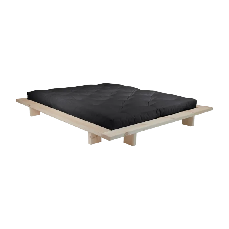Sommier en bois brut et matelas Comfort noir 160x200 Japan - Karup Design - The Cool Republic