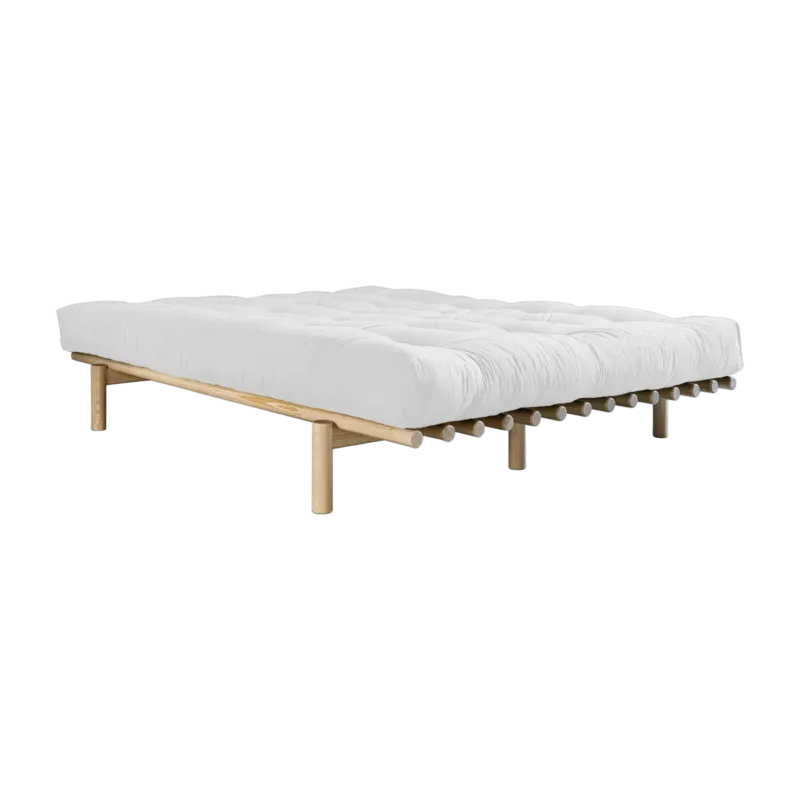 Sommier en bois clair et matelas Comfort naturel 140x200 Pace - Karup Design - The Cool Republic