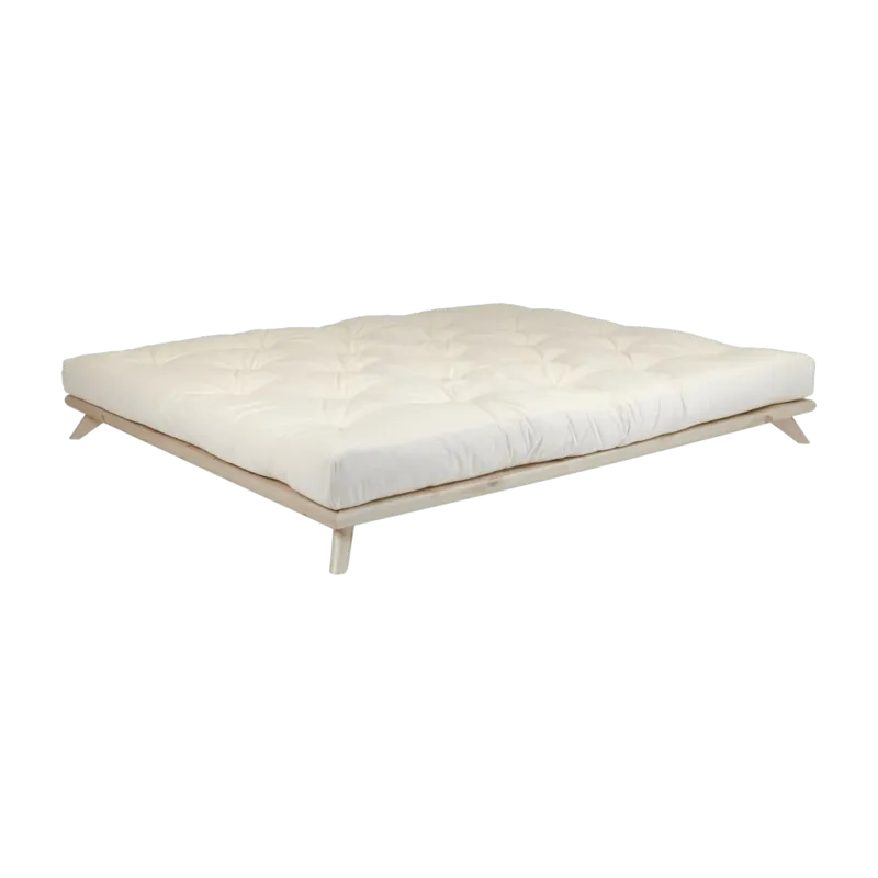 Sommier en bois clair et matelas écru 140x200cm Senza Double latex - Karup Design - The Cool Republic