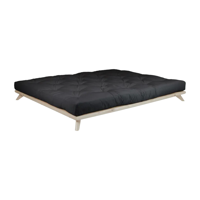 Sommier en bois clair et matelas noir 140x200cm Senza Comfort - Karup Design - The Cool Republic