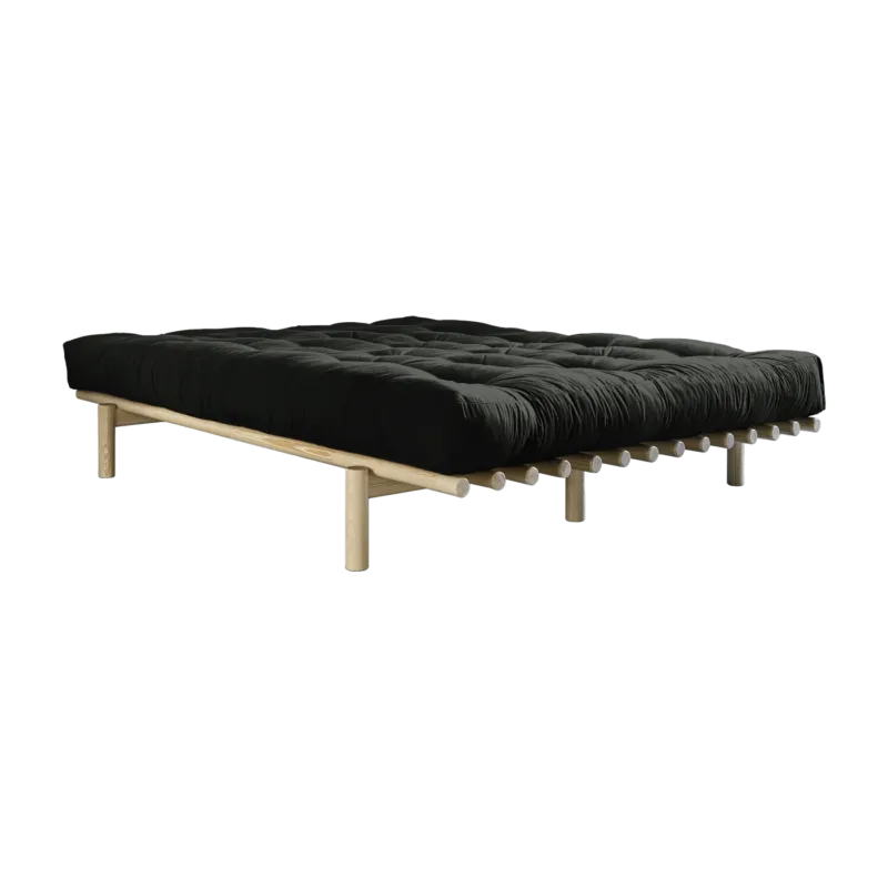 Sommier en bois naturel et matelas Double Latex noir 180x200 Pace - Karup Design - The Cool Republic