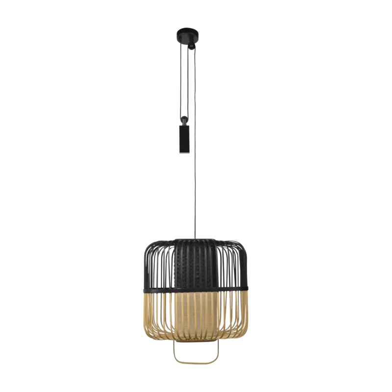 Suspension carré en bambou noire M Bamboo Square - Forestier - The Cool Republic