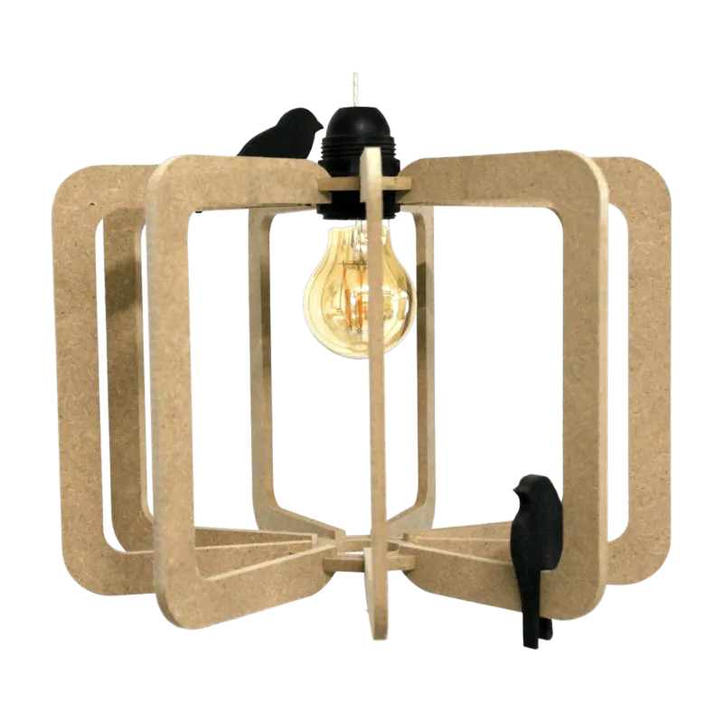 Suspension Design bois 30cm câble lin BIRD - RIF - The Cool Republic