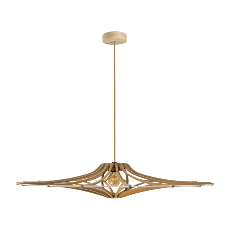 Suspension Design bois et blanc 65cm câble lin SINGING BRUT - RIF - The Cool Republic
