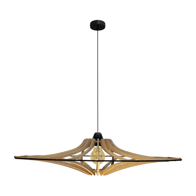 Suspension Design bois et noir 65cm câble coton SINGING BRUT - RIF - The Cool Republic
