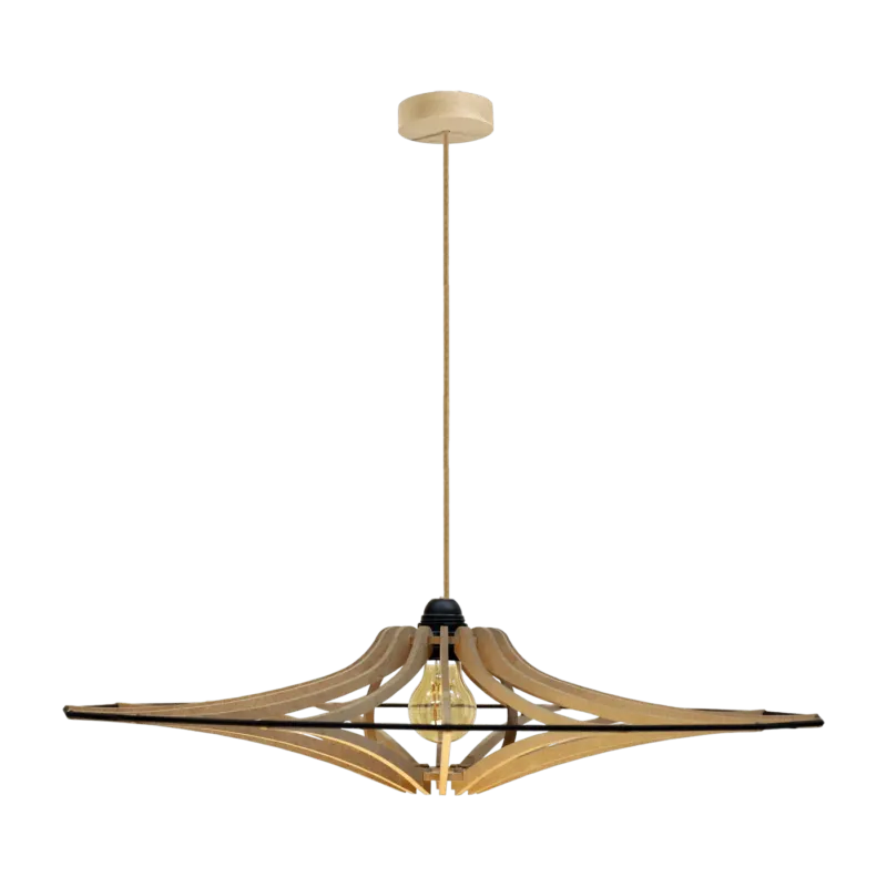 Suspension Design bois et noir 65cm câble lin SINGING BRUT - RIF - The Cool Republic