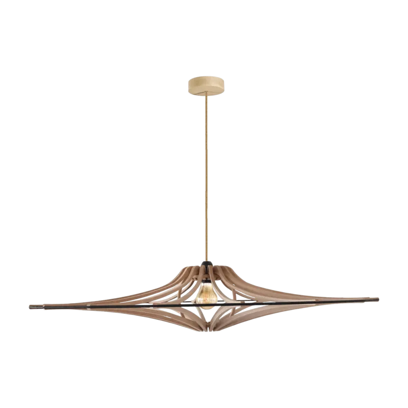 Suspension Design bois et noir 90cm câble lin SINGING BRUT - RIF - The Cool Republic
