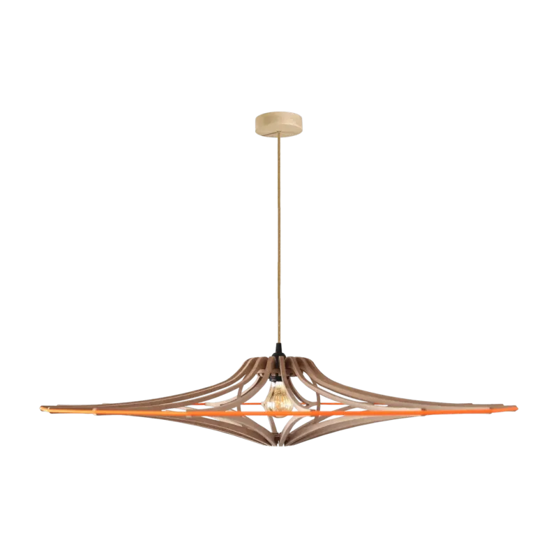 Suspension Design bois et orange 90cm câble lin SINGING BRUT - RIF - The Cool Republic