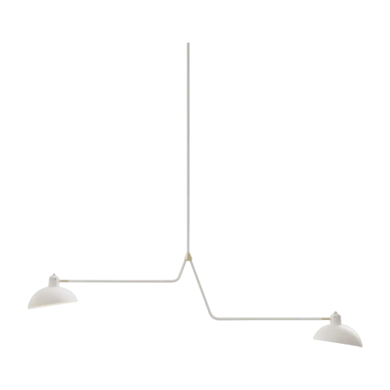 Suspension double en aluminium blanc et laiton 137 cm Waldorf - Lambert & Fils - The Cool Republic