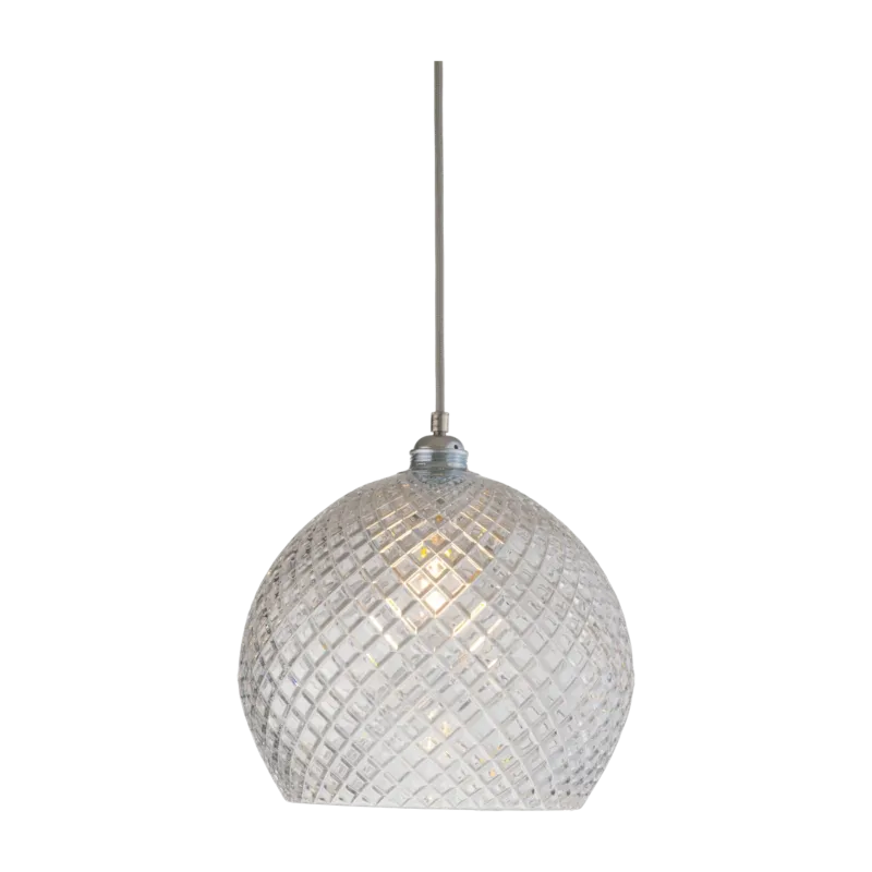 Suspension en cristal quadrillé transparent et argenté 28 cm Rowan - Ebb & Flow - The Cool Republic