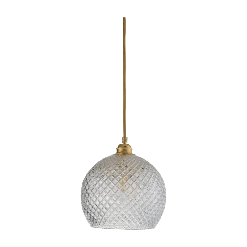 Suspension en cristal quadrillé transparent et doré 22 cm Rowan - Ebb & Flow - The Cool Republic