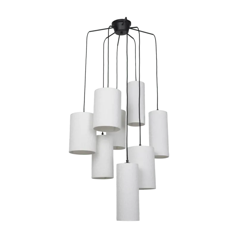 Suspension en grappe 8 lumières en métal et en tissu Cosiness - Market set - The Cool Republic