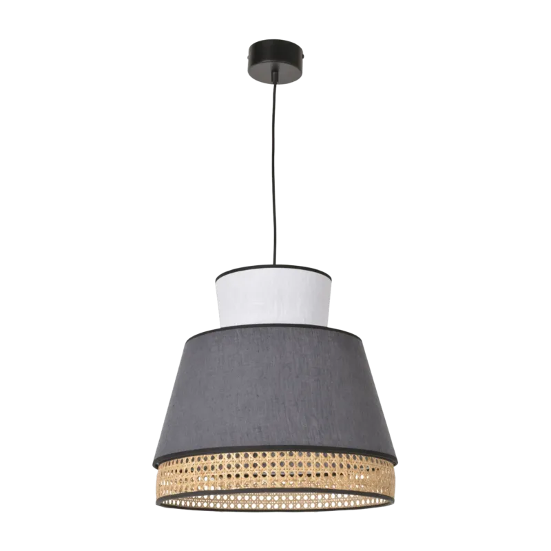 Suspension en lin anthracite et blanc 40 cm Singapour - Market set - The Cool Republic