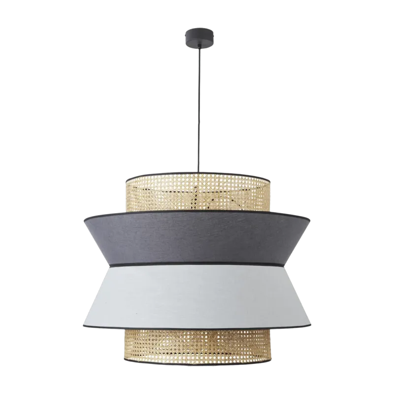 Suspension en lin gris et anthracite 78 cm Singapour - Market set - The Cool Republic