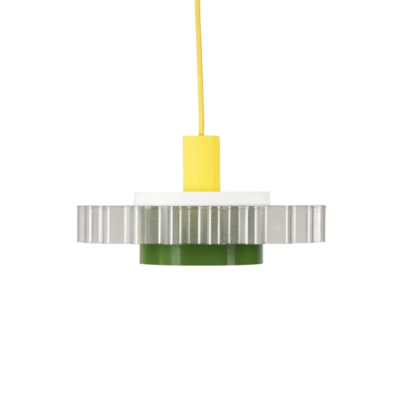 Suspension en plastiques 3D recyclés avec son câble jaune 28x14,5cm Gigi n°3 - Warren et laetitia - The Cool Republic