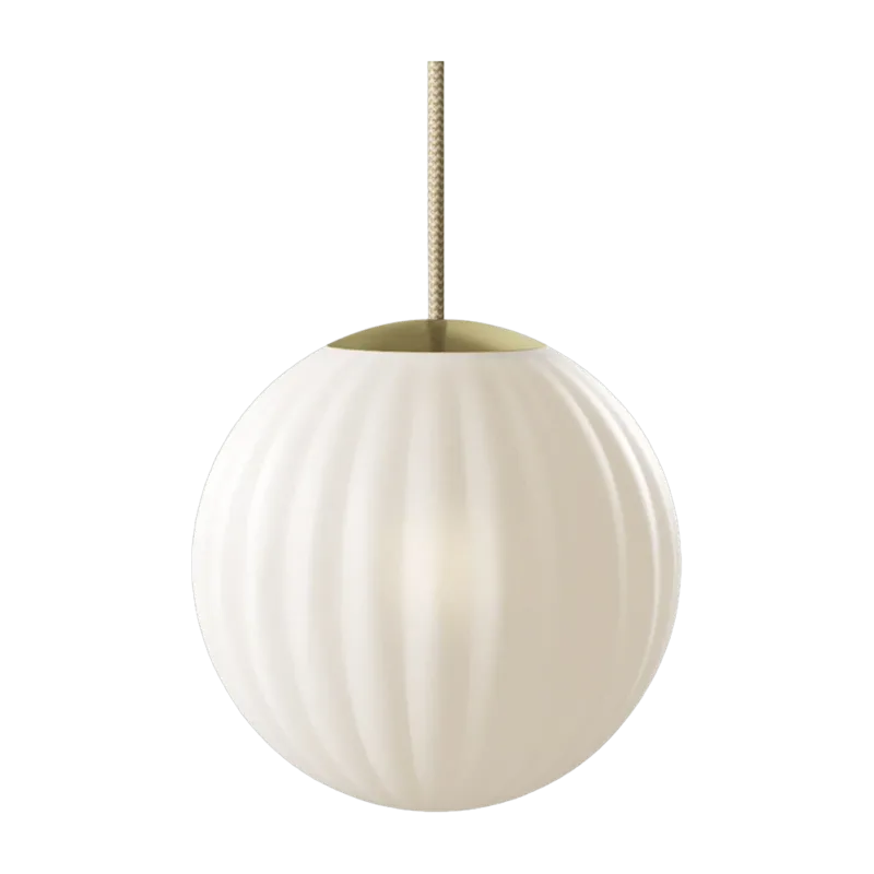Suspension en verre blanche câble beige 20 cm Modeco - Nordic Tales - The Cool Republic