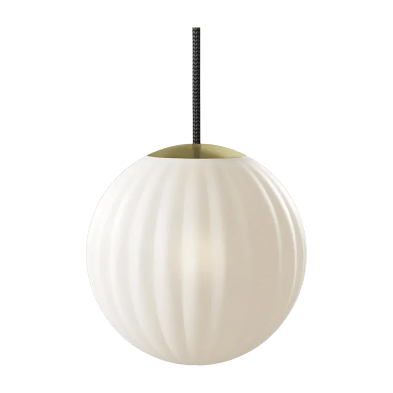 Suspension en verre blanche câble noir 20 cm Modeco - Nordic Tales - The Cool Republic