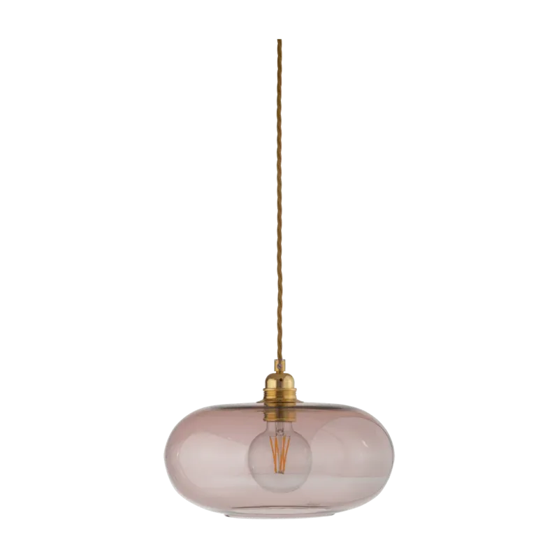 Suspension en verre rose transparent et détail en laiton 29 cm Horizon - Ebb & Flow - The Cool Republic