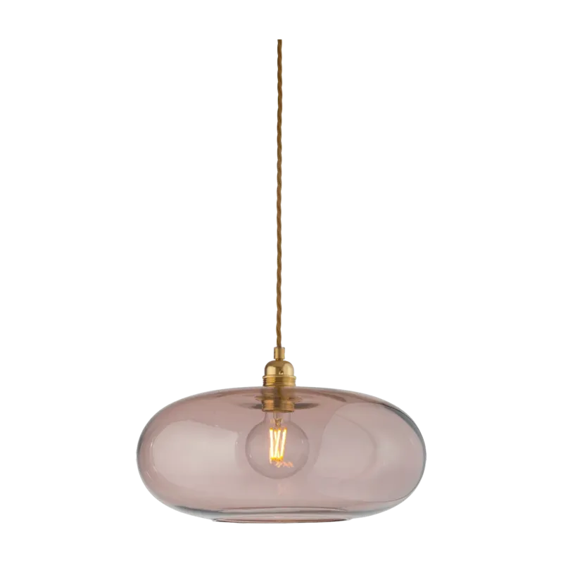 Suspension en verre rose transparent et détail en laiton 36 cm Horizon - Ebb & Flow - The Cool Republic