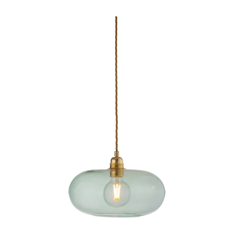 Suspension en verre vert transparent et détail en laiton 29 cm Horizon - Ebb & Flow - The Cool Republic
