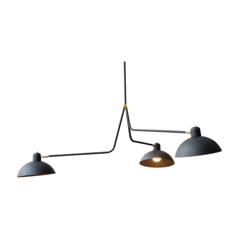 Suspension triple en aluminium noir et laiton 91 cm Waldorf - Lambert & Fils - The Cool Republic