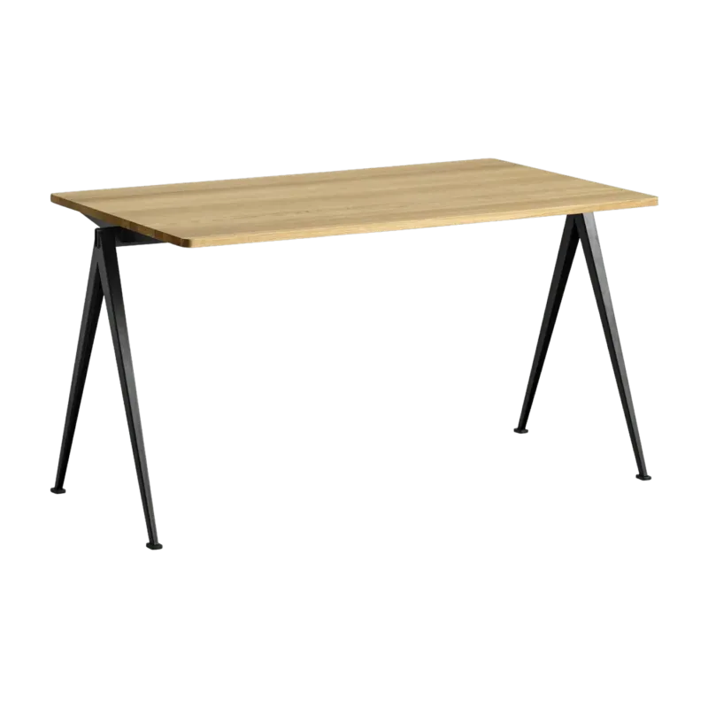 Table 140 cm en chêne massif laqué transparent et acier noir Pyramid 01 - HAY - The Cool Republic