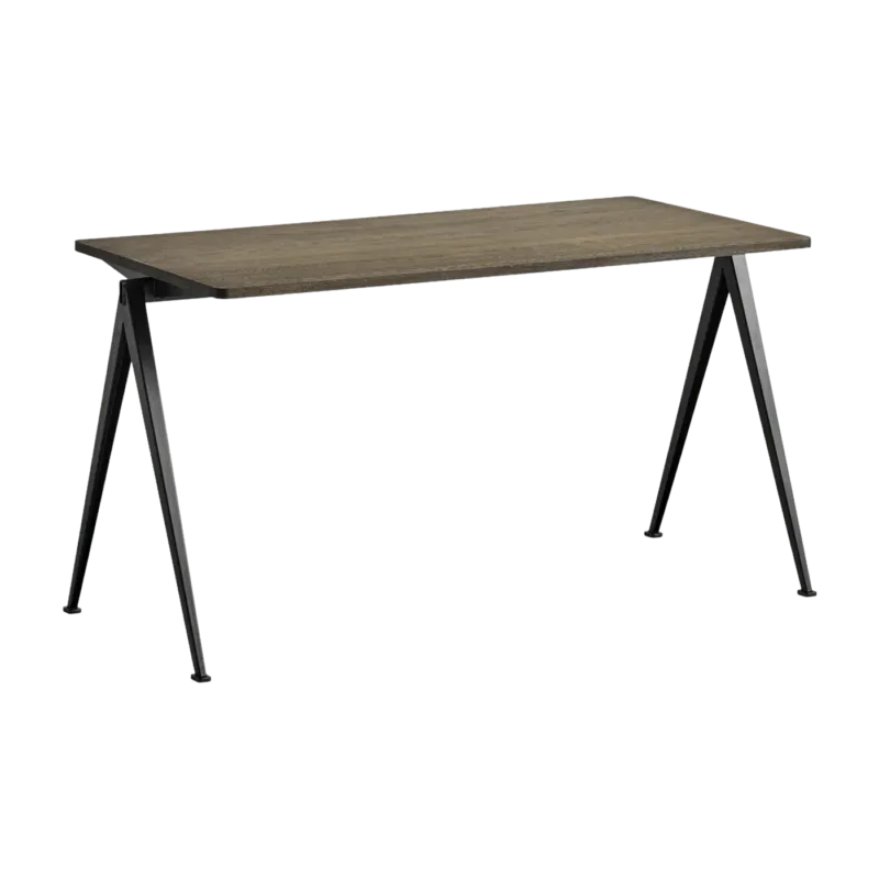 Table 140 x 65 cm en chêne solide fumé et acier noir Pyramid 01 - HAY - The Cool Republic