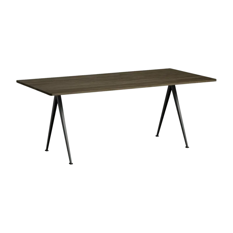 Table 190 cm en chêne massif fumé et acier noir Pyramid 02 - HAY - The Cool Republic