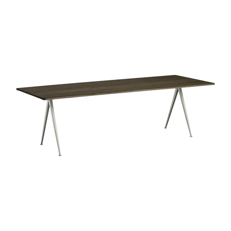 Table 250 cm en chêne massif fumé et acier beige Pyramid 02 - HAY - The Cool Republic