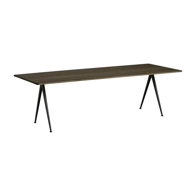 Table 250 cm en chêne massif fumé et acier noir Pyramide 02 - HAY - The Cool Republic