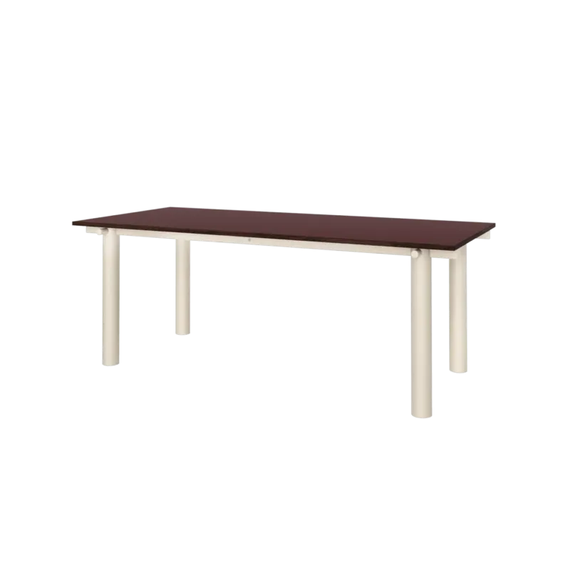 Table à manger en chêne bordeaux et acier beige clair 200x90cm Atura - Ferm living - The Cool Republic
