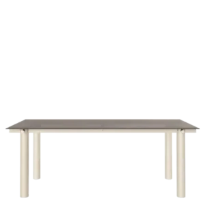 Table à manger rectangulaire en acier beige et verre teinté foncé 200 x 90 cm Atura - Ferm Living - The Cool Republic